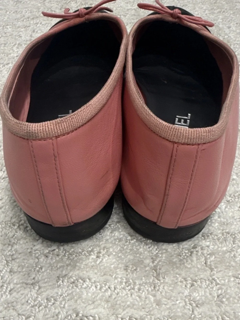 Chanel Pink and Black Cap-Toe Ballet Flats